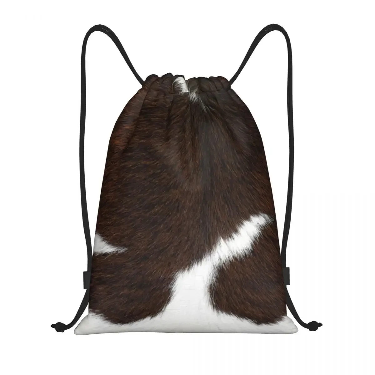 

Custom Cow Fur Cowhide Texture Print Drawstring Bags Training Yoga Backpacks Women Men Animal Skin Leather Sports Gym Sackpack