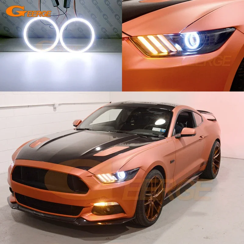 

Для Ford Mustang 2015 2016 2017, отличный дневной свет, ультра яркий COB светодиодный комплект «ангельские глазки», кольца Halo