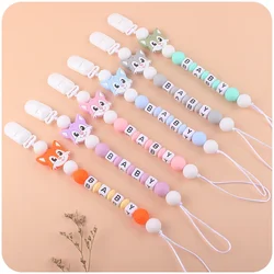 Baby Cartoon Pacifier Clips DIY  Personalised Name Chain Newborn Infant Feeding Dummy Nipple Holder Clip Teething Toys Chew Gift