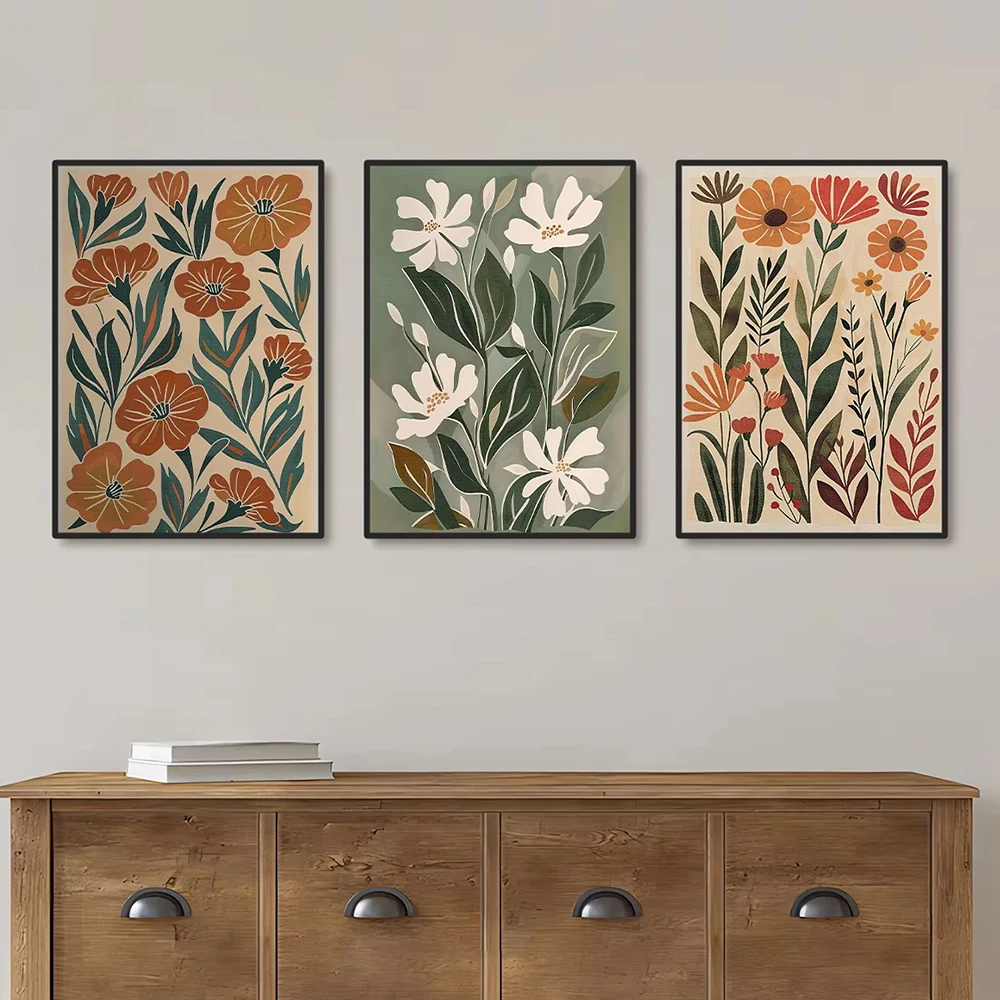 Bohemian Abstract Floral Canvas Printing Spring Wildflower Plant Wall Art Posters for Modern Living Room Bedroom Home Decor