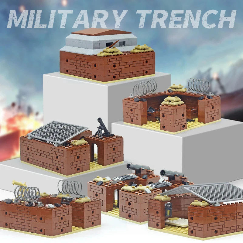 MOC Military Trench Building Blocks Military Base Blocks Toy Set Compatible Military Weapon Bricks Parts DIY Toys for Boys Gift