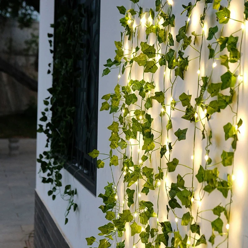 Flower Green Leaf String Lights Artificial Vine Fairy Lights Battery Powered Christmas Tree Garland Light for Weeding Home Decor view 3