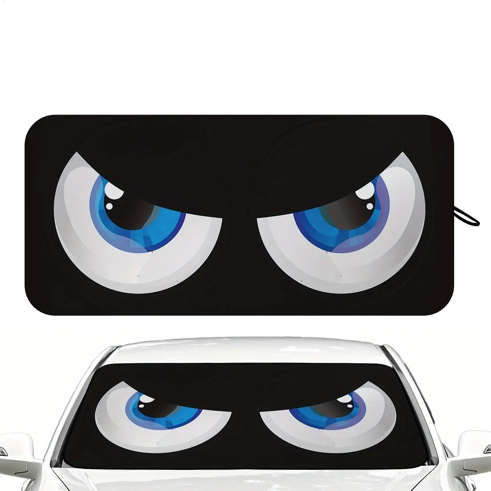 Funny Big Eye Foldable Thickened Car Windshield Sun Shade Window Sun Screen for Sedan SUV Pickup RV Van Trailer Vehicle Interior