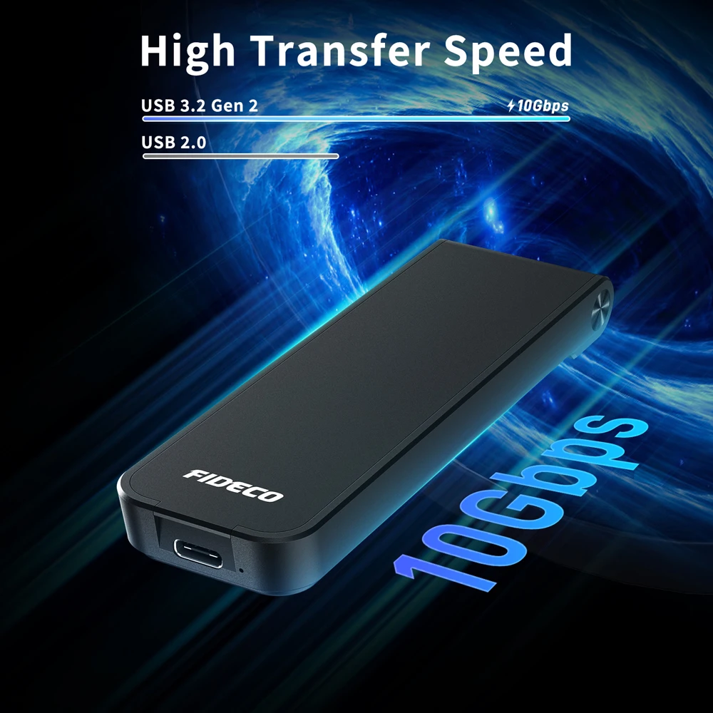 FIDECO M.2 NVMe SSD Enclosure 5/10Gbps Type-C External Case for M2 NVMe NGFF SATA SSD Adapter Tool Free External Hard Drive Case