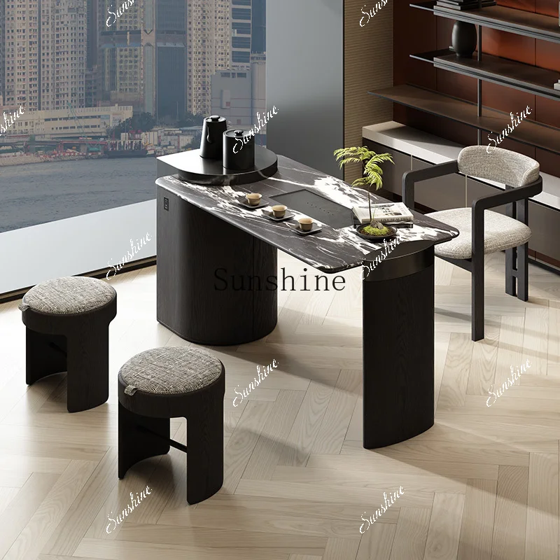 Italian minimalist light luxury balcony tea table and chair combination home office living room marble kung fu advanced  FT