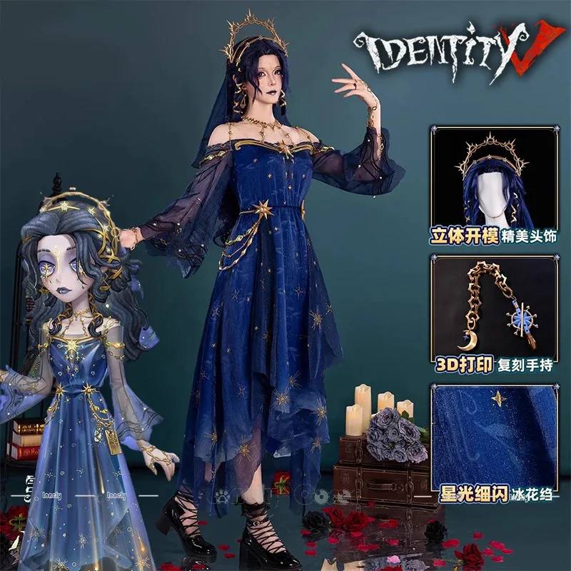 

2025 22 Identity V Психолог Вечная мечта Косплей Костюм Парик Ада Месмер Платье Вуаль Головной убор Реквизит Для женщин Девочек Мужчин H