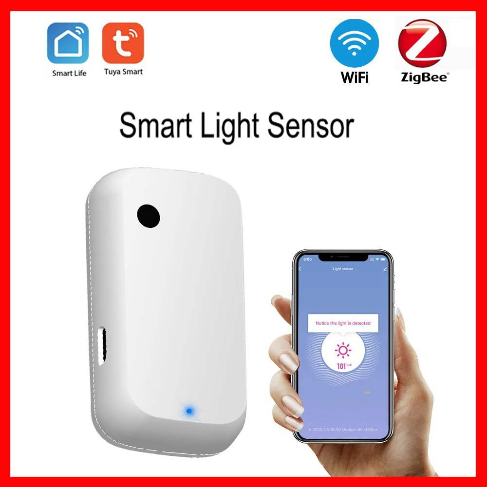 Tuya Zigbee Wifi Light Sensor Smart Illuminance Brightness Detector Sensor Smart Home Illumination Automation Smart life Linkage