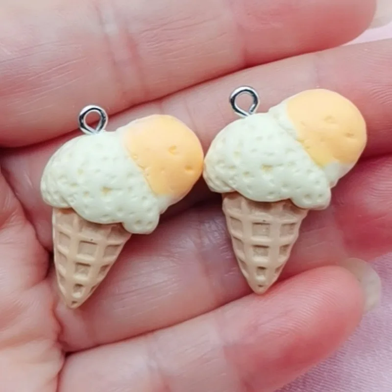 10pcs resin colored small fresh ice cream sweet earrings earrings keychains car pendants DIY accessories view 4