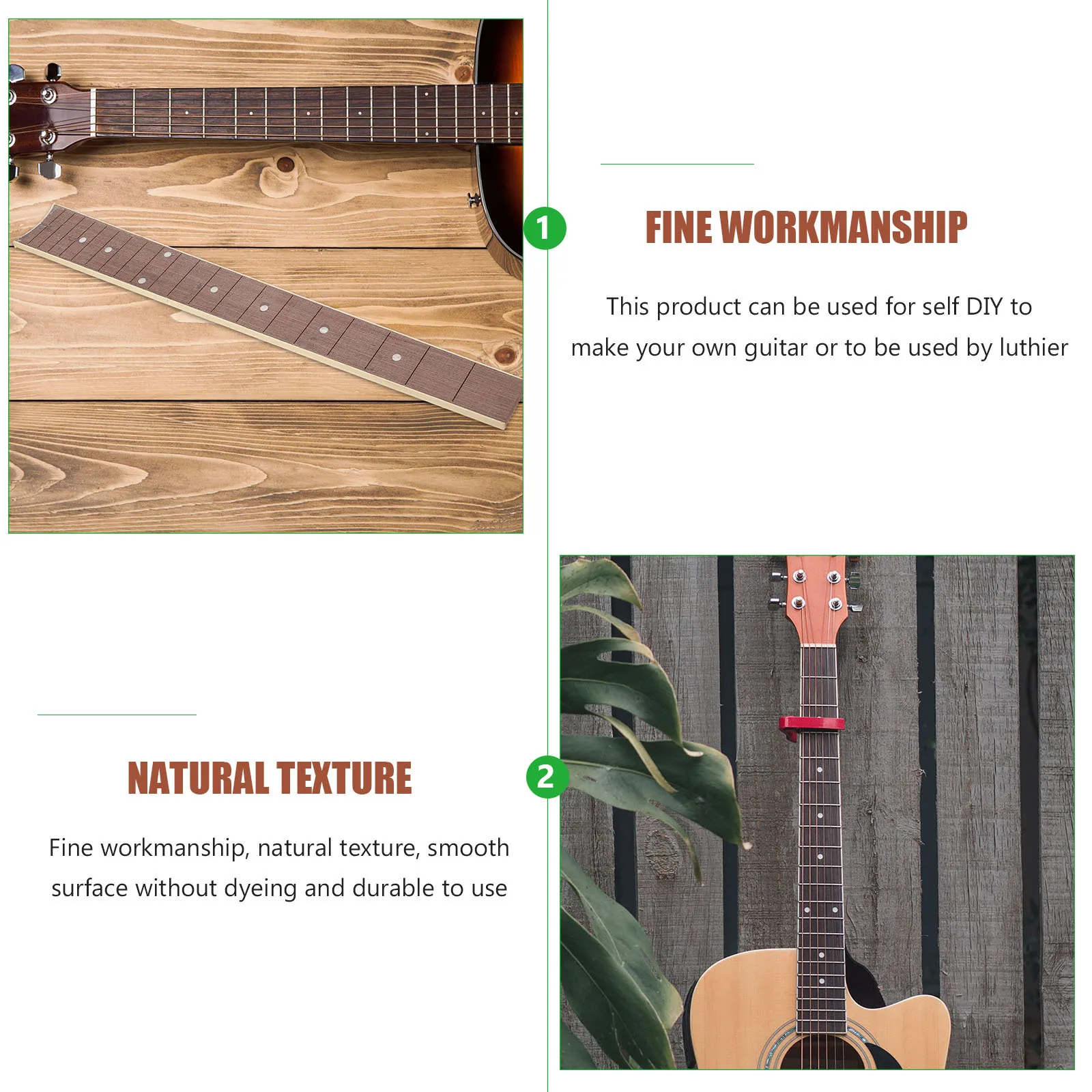 

1Pcs Folk Guitar Wooden Fingerboard Light Brown Durable Smooth Surface DIY Guitar Accessory Musical Instrument Supply