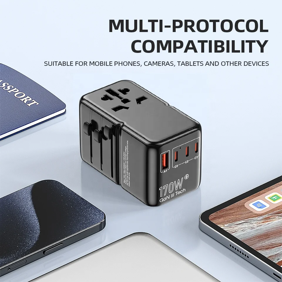 PD 170W Multi Ports International USB Worldwide Charger Universal World Travel Power Adapter Plug view 3