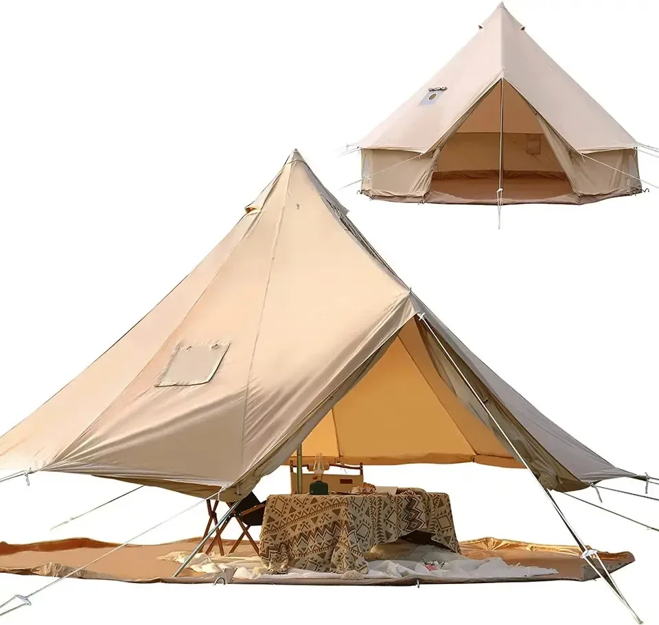 Outdoor Canvas Bell Tent 900D Oxford Cloth Luxury Large Yurt Tent