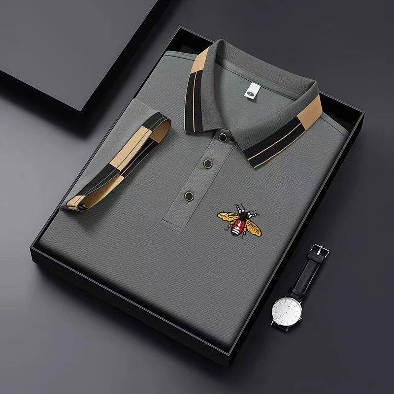 New Men's Fashion Embroidered Collar Short Sleeve Summer New Breathable Polo Shirt Short Sleeve, High Quality Outdoor Men's Top - Image 3