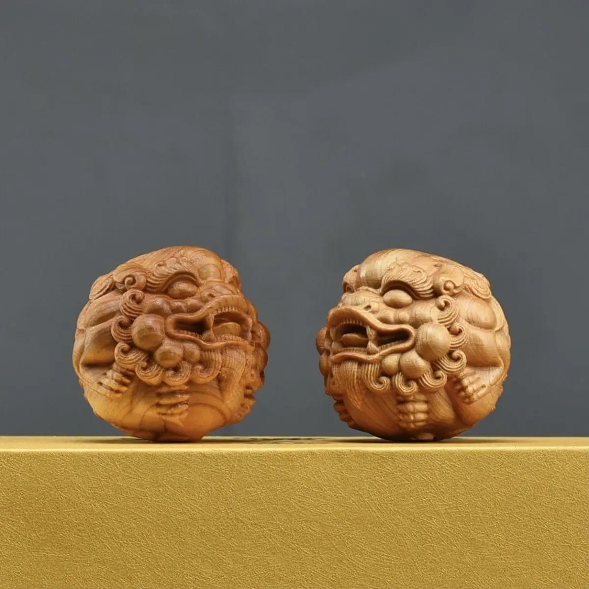 Boxwood Handball Wood Carving Lucky Brave Health Ball Hand Piece Decompression Plate To Play Lucky Fortune Chinese Handicraft