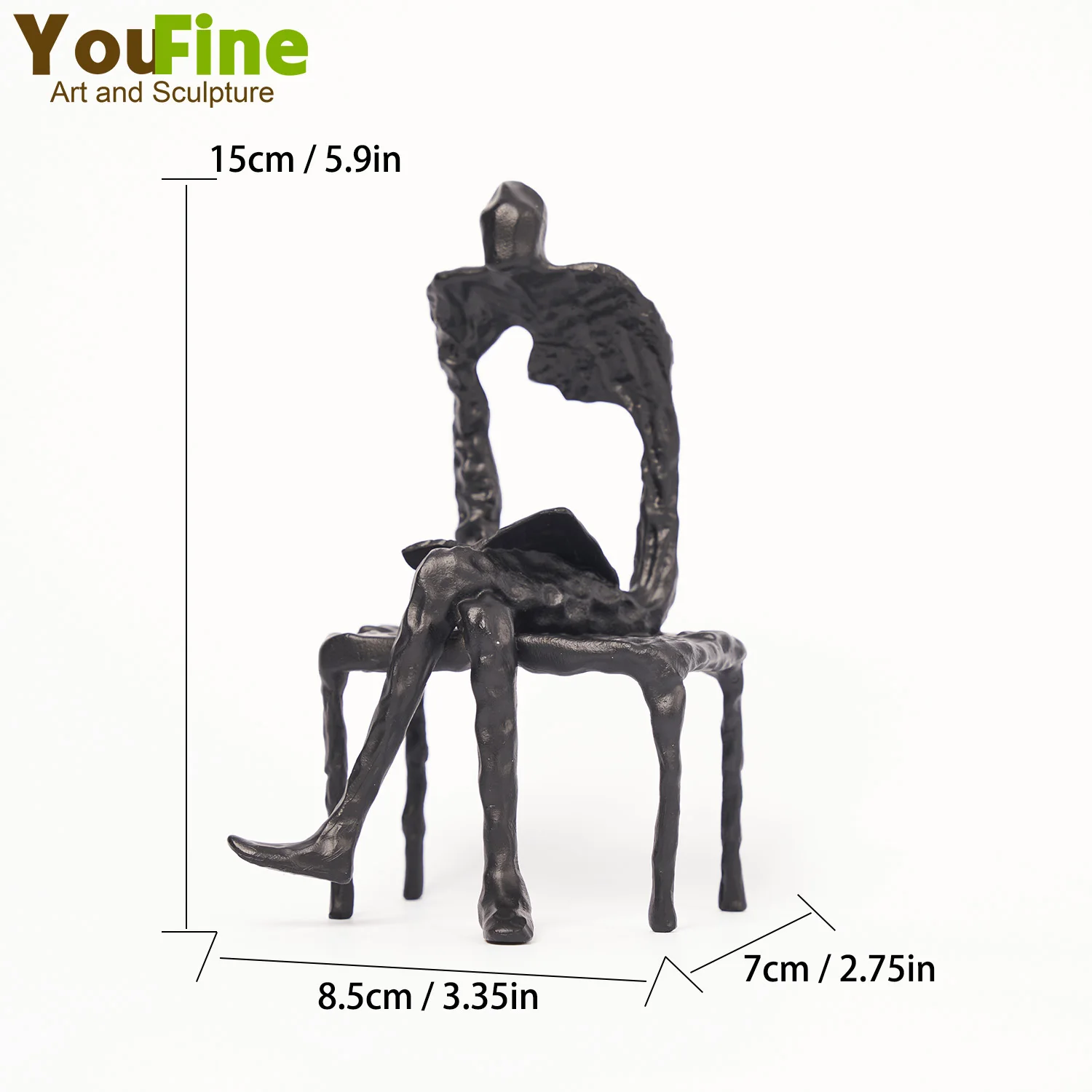 Abstract Reading Book Metal Statue Modern Creative Metal Sculpture Handmade Figurine For Home Hotel Office Decorative Gift