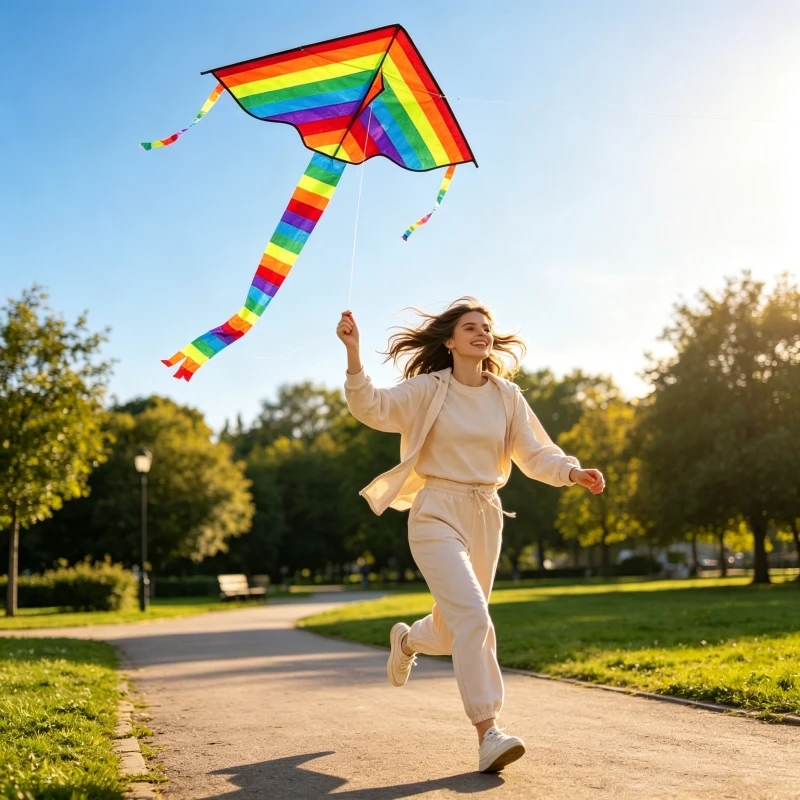 Rainbow kites flying adults kites nylon ripstop fabric professional wind kites string line wind surf kites parachute board