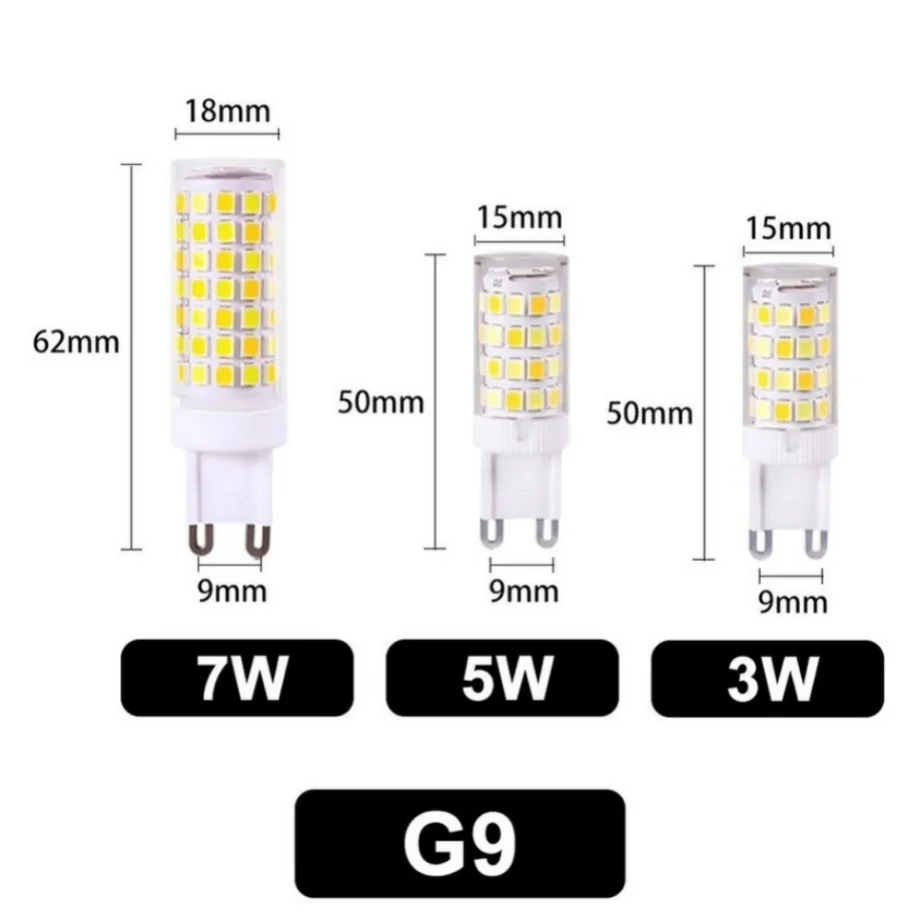 Bombilla LED de cerámica SMD2835, foco blanco cálido/frío, reemplazo de luz halógena de envío, G9 más brillante, AC220V, 3W, 5W, 7W