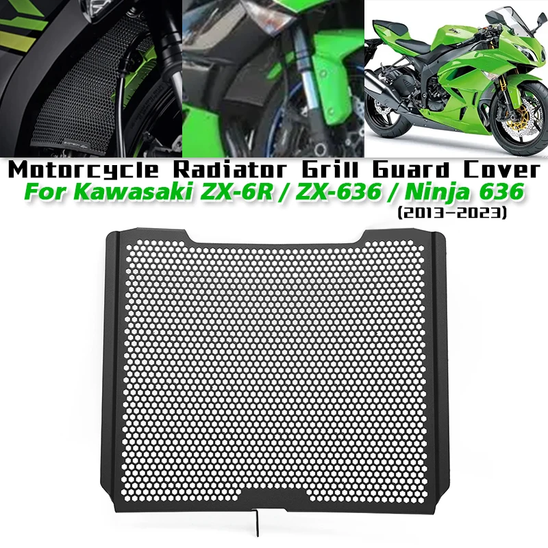 For Kawasaki ZX-6R ZX-636 Ninja 636 2013-2023 Motorcycle Radiator Grill Protection Cover Engine Protector Fit on Kawasaki ZX-636