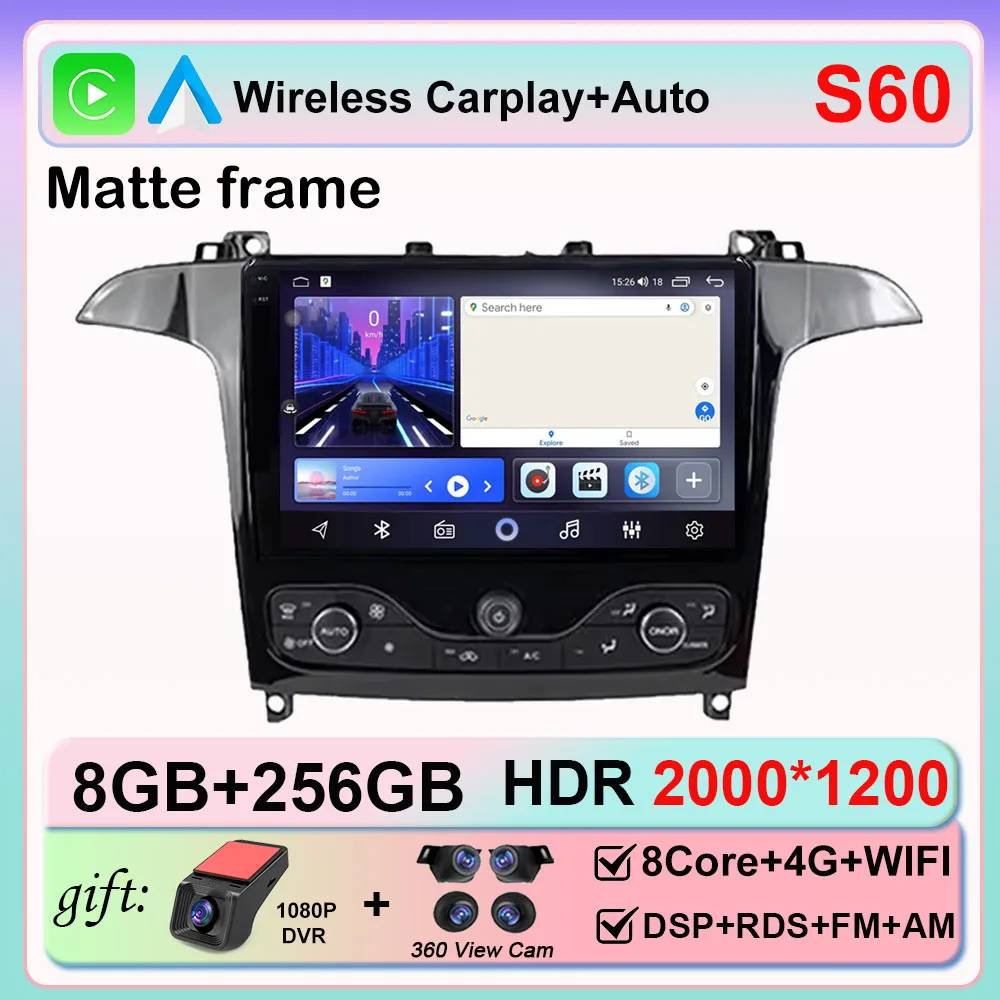 Android 16 Autoradio Voor Ford S Max S-MAX 2006-2015 Voor Ford Galaxy 2014 Carplay Multimedia Video speler navigatie GPS Geen 2din