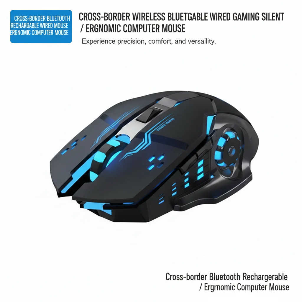 Kabellose/kabelgebundene 2.4G RGB-Hintergrundbeleuchtete Maus mit mechanischem Tastenanschlag, einstellbarer DPI, wiederaufladbare ergonomische Gaming-Maus für PC, Computer, Laptop – Detail 2