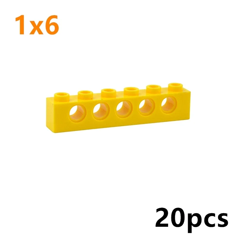 20 peças tijolos moc 1x6 com 5 furos blocos de construção de braço técnico quebra-cabeça de partículas montar brinquedo diy presentes para crianças compatíveis 3894