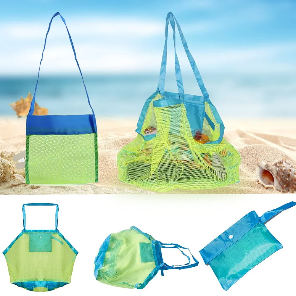 Bolsa de arena de malla portátil para niños, organizador de viaje, bolsas de almacenamiento de juguetes para niños, natación, bolsa de Playa Grande