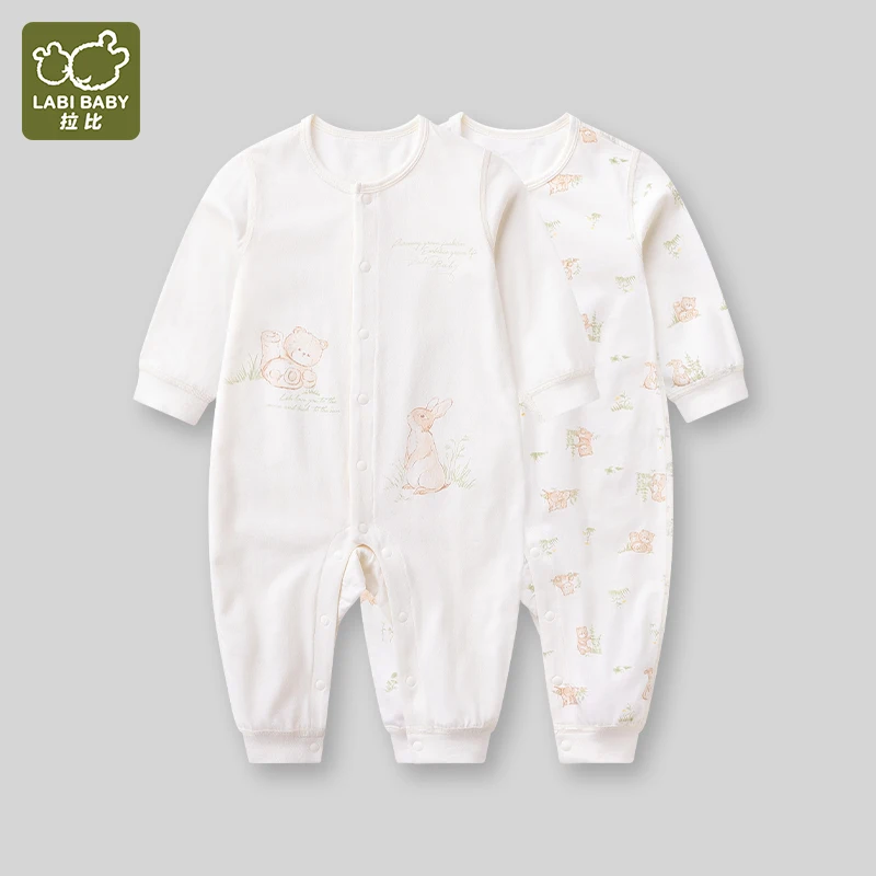 2pcs Baby Romper Pajamas Newborn Jumpsuit Cotton Infant Homewear Toddler Bodysuits Onesie Baby Clothes Animal Rabbit Bear Print