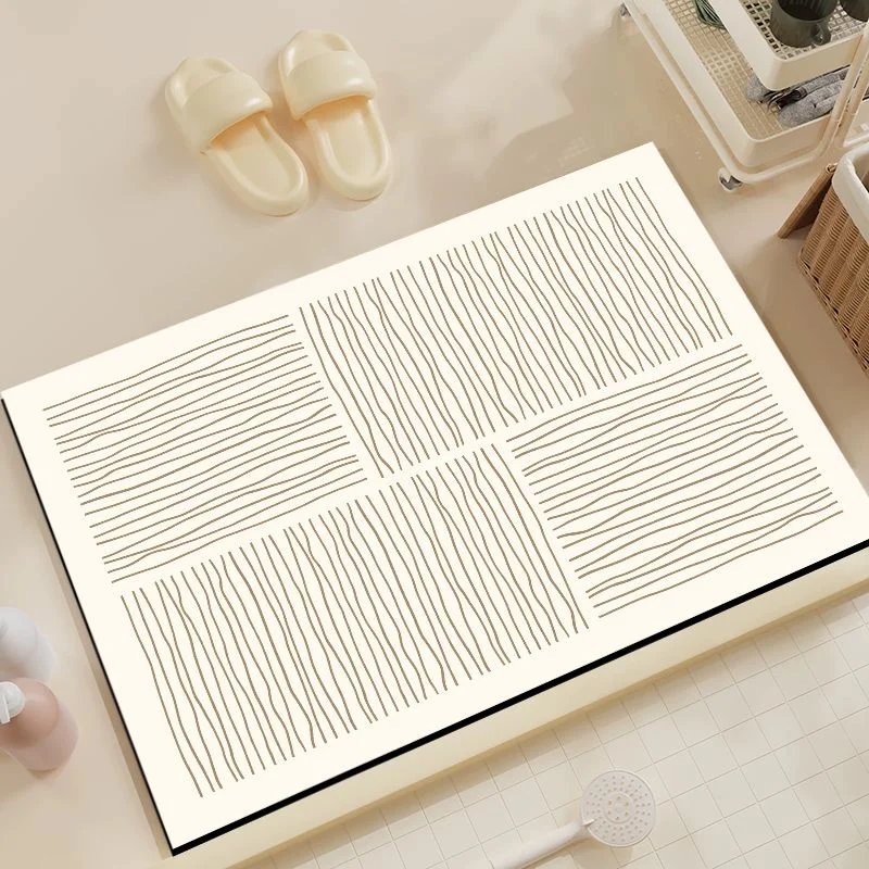 VIKAMA Milk White Base Irregular Bathroom Floor Mat Absorbent Quick Drying Anti Slip Wear-Resistant Bathroom Carpet