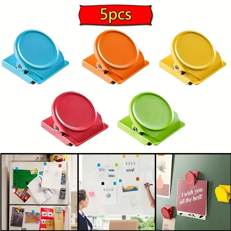 5pcs Magnetic Office & Fridge Clips - Multicolor, Multi-Use Document Organizers for Home and Kitchen Desk Assessories