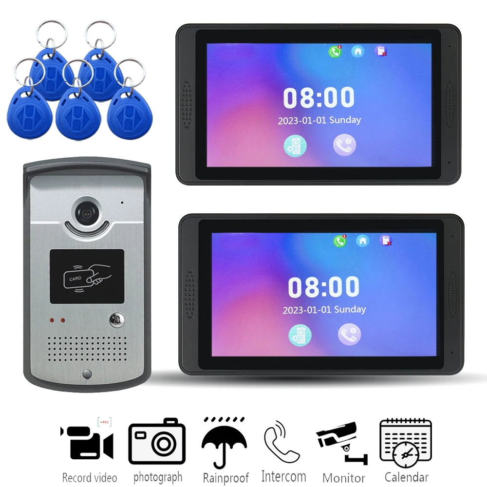 

SYSD 7 Inch Touch Screen Wired Video Intercom Doorbell Video door Phone with Record Snapshot RFID Unlock 1080P Camera