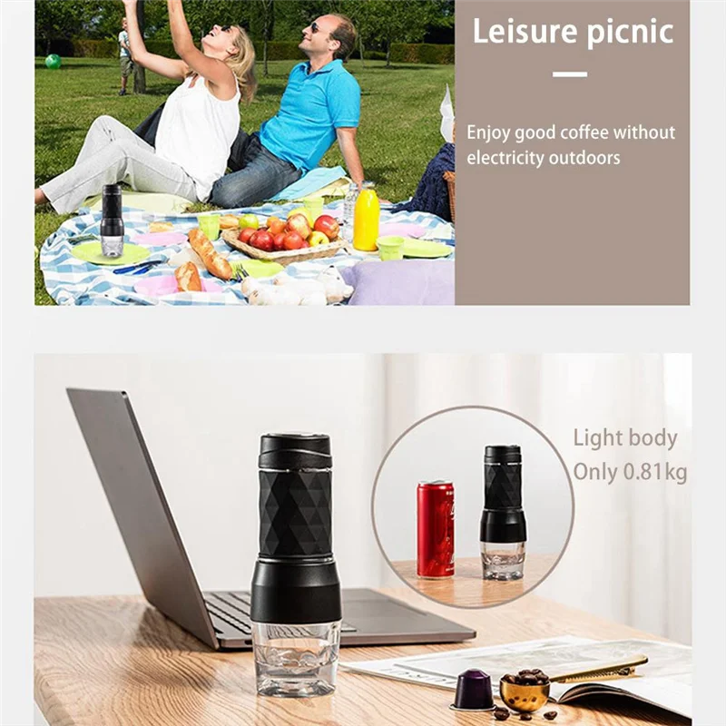 AF93-エスプレッソコーヒーメーカーハンドプレスカプセル挽いたコーヒーブリュワーポータブルコーヒーマシンフィットコーヒーパウダーコーヒーカプセル