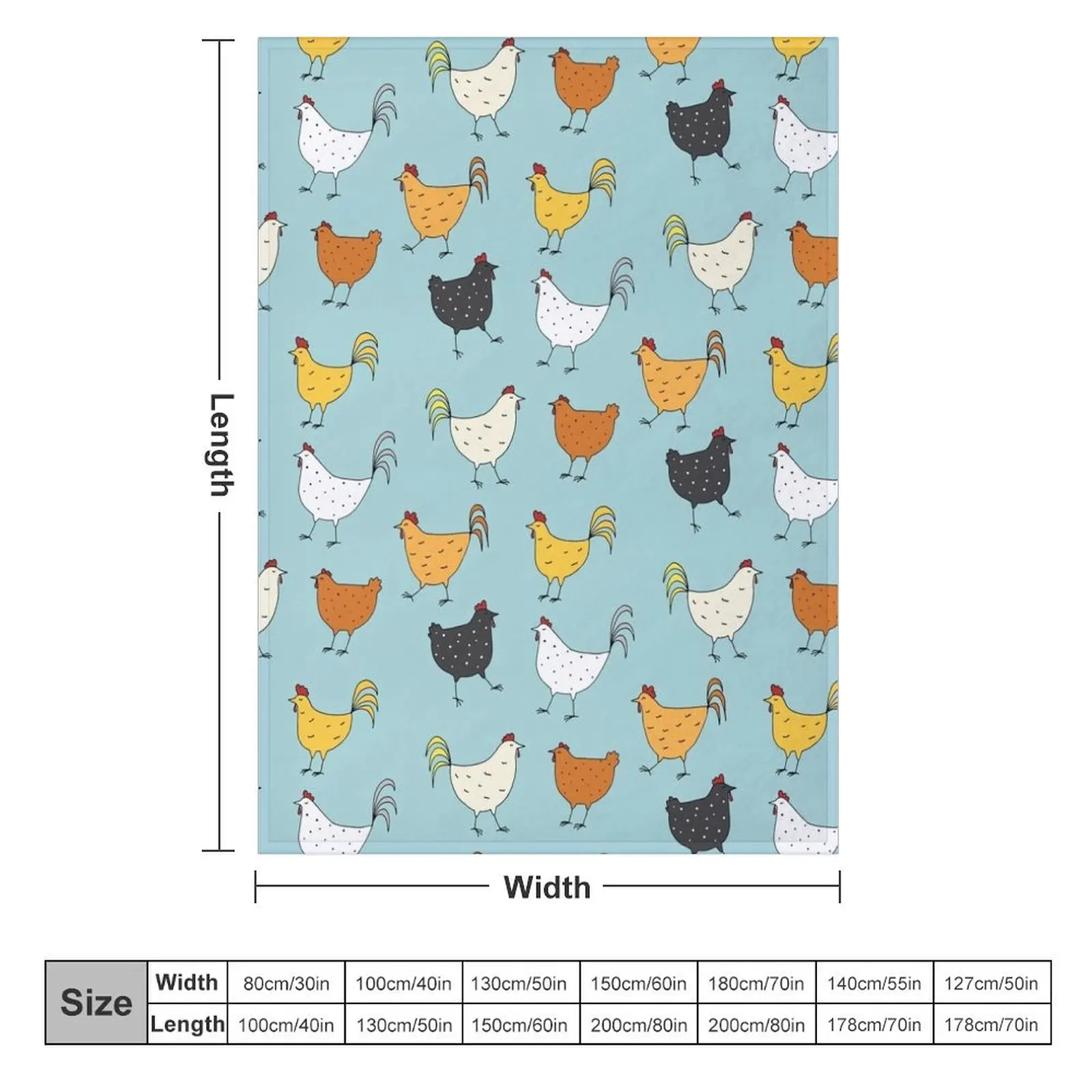 Chicken Pattern Throw Blanket Soft Luxury Thicken Bed linens Blankets