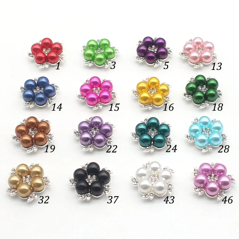 21MM Flower Pearl Button for Clothing Diy Manualidades Decorative Colorful Sewing Snap Button Rhinestone for Needlework