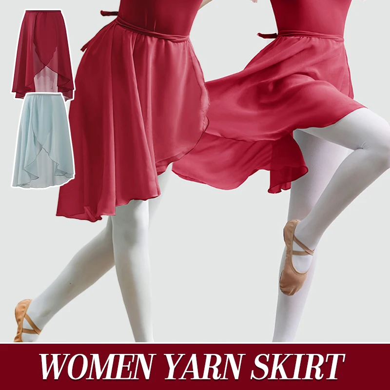 

Women Ballet Skirt Chiffon Dance Wrap Skirt Ballroom Latin Ballerina Tutu Dress Skate Ballet Practice Skirt Tango Performance