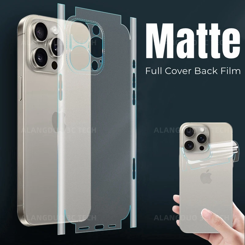 Matte Full Cover Back Film for iPhone 15 Pro Max 16 Plus Side back Hydrogel Protector for 15pro max films Anti-Fingerprints