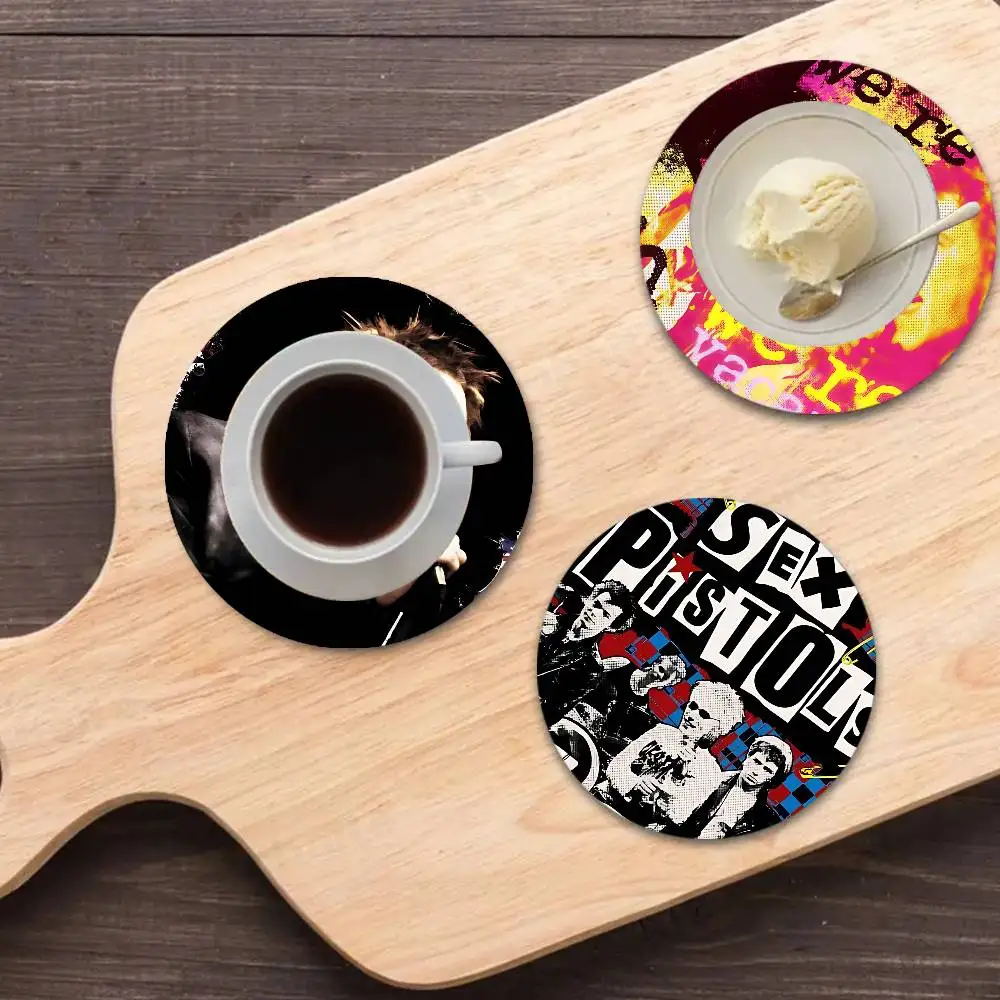 S-Sex P-Pistols Rock Band Natural Coaster Creative Cute Cartoon Absorbent Cushion Coffee Mug Bowl Cushion Insulation Cushion