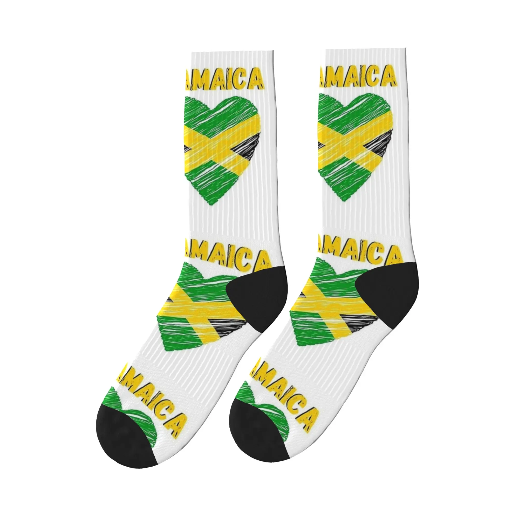 

Jamaica Love Heart Stockings Modern Socks Adults Men Comfortable Socks Autumn Cycling Graphic Anti Slip Socks Birthday Present