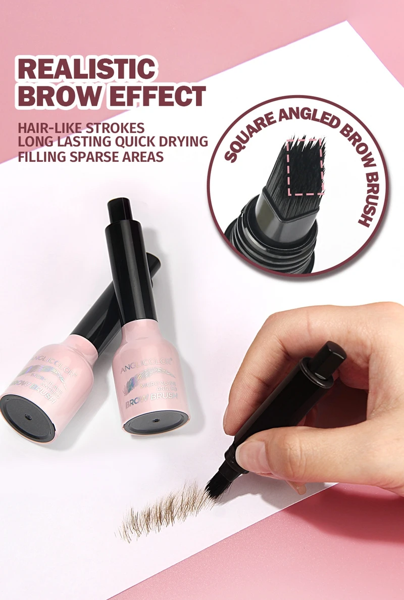 Wild Eyebrow Pencil Square Angled Brush Velvet 3D Brow Dye Cream Hairline Anti-smudge Waterproof Multifunction Eyebrow Tint Pen