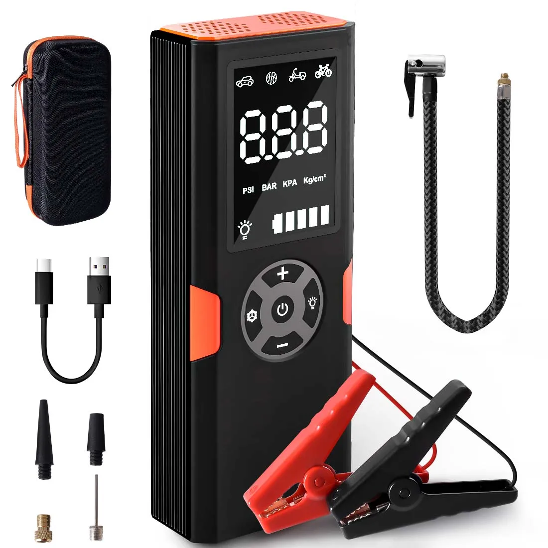 

Cordless Portable Tire Inflator Electric Air Pump 12000mAh Bike Tire Pump With Pressure Gauge for Car Motorcycle Ball