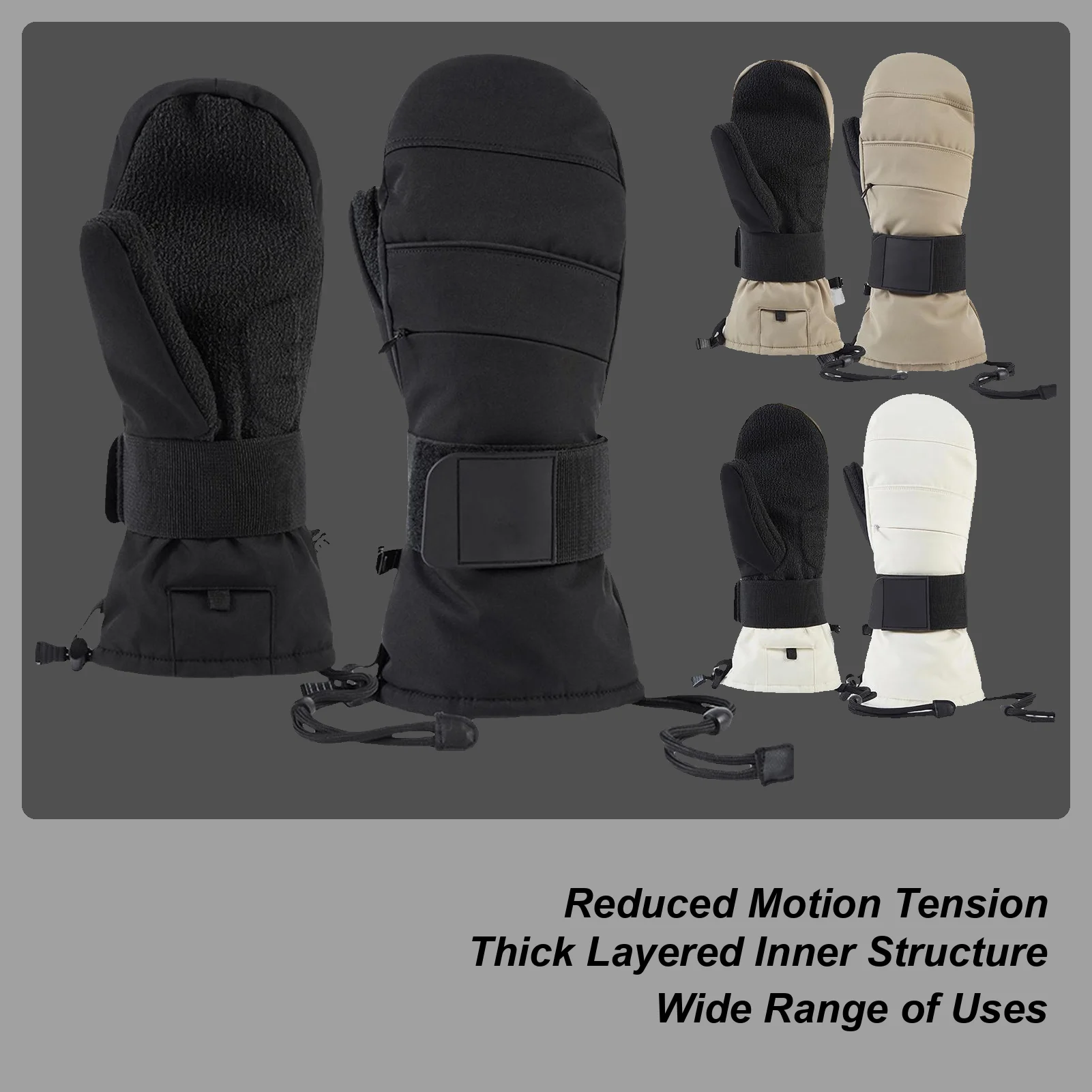 

Ski Gloves Touchscreen Mittens With Wrist Guard Fleece Lined Cycling Gloves For Men Winter Motorcycle Ski Cold Weather Snow