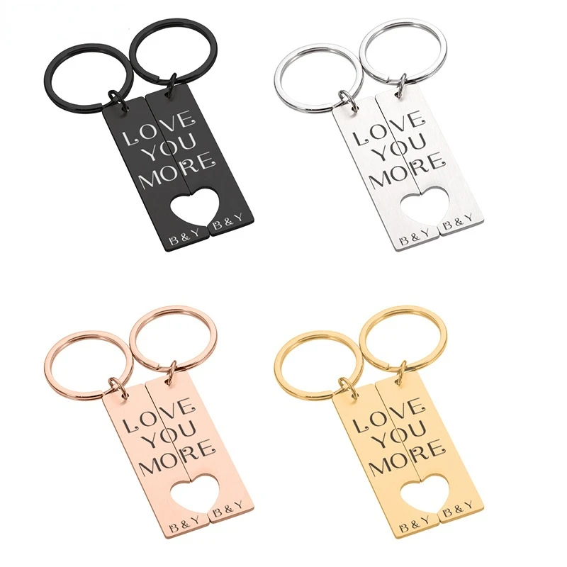 

2PCS Personalized Couples Designer Keychain Valentine Gift Boyfriend Girlfriend Keyring Husband Women KeyChain Love Custom Gifts