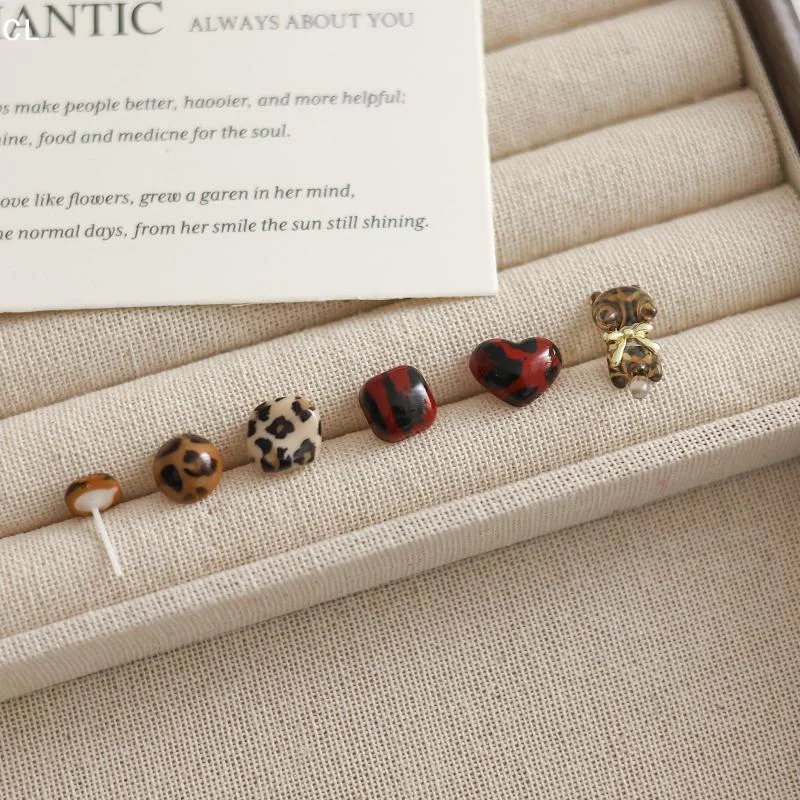 AttireTrove1Pair Heart Square Creativity Stud Earrings For Women Allergy Prevention Piercing Ear Hole Fashion Jewelry