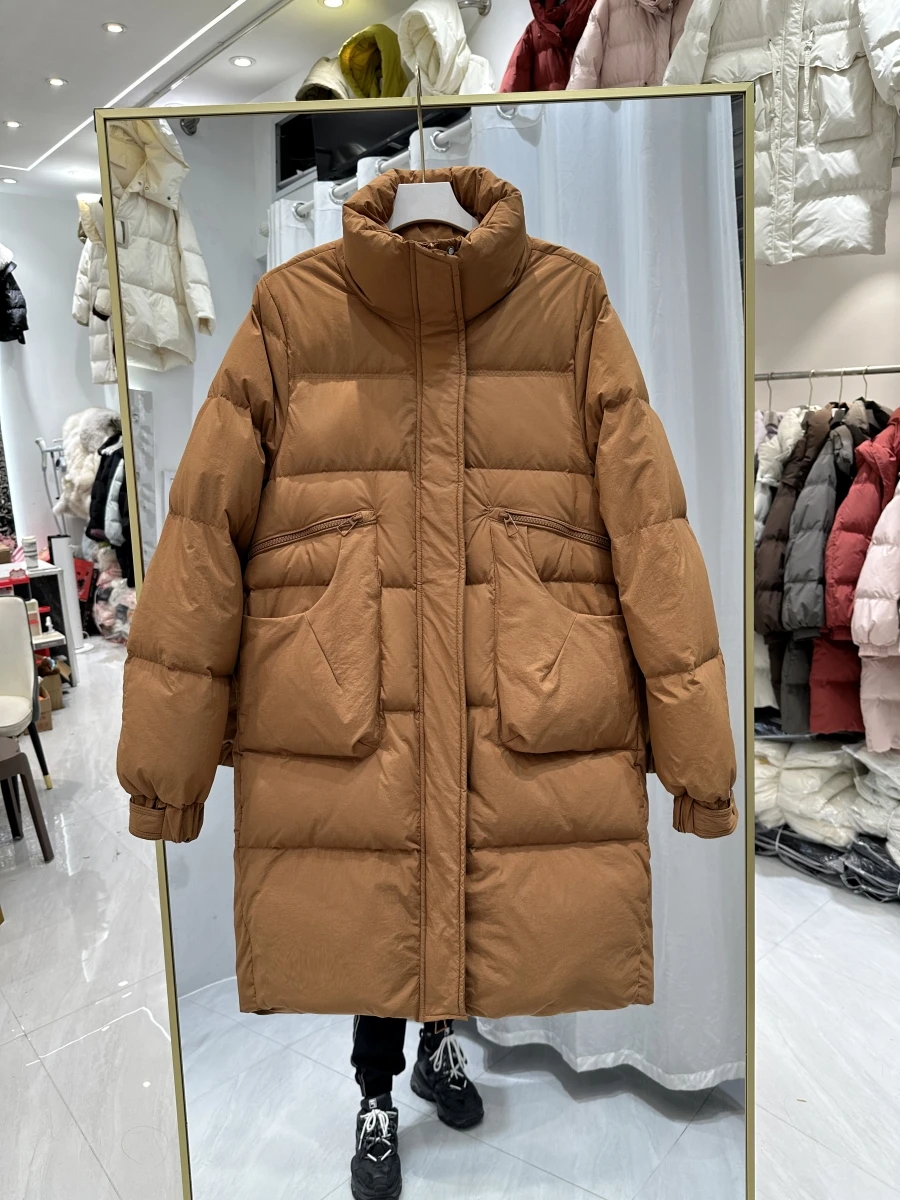 Winter New Women's Down Jacket Loose Commuting Windproof Stand Collar Straight Tube Parkas Down Jacket