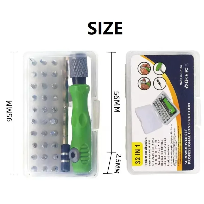 32in1 Mini Multifunctional Screwdriver Set Portable Torx Phillips Magnetic Bit Tool Kit for Electronics Repair Disassembly Tool image 6
