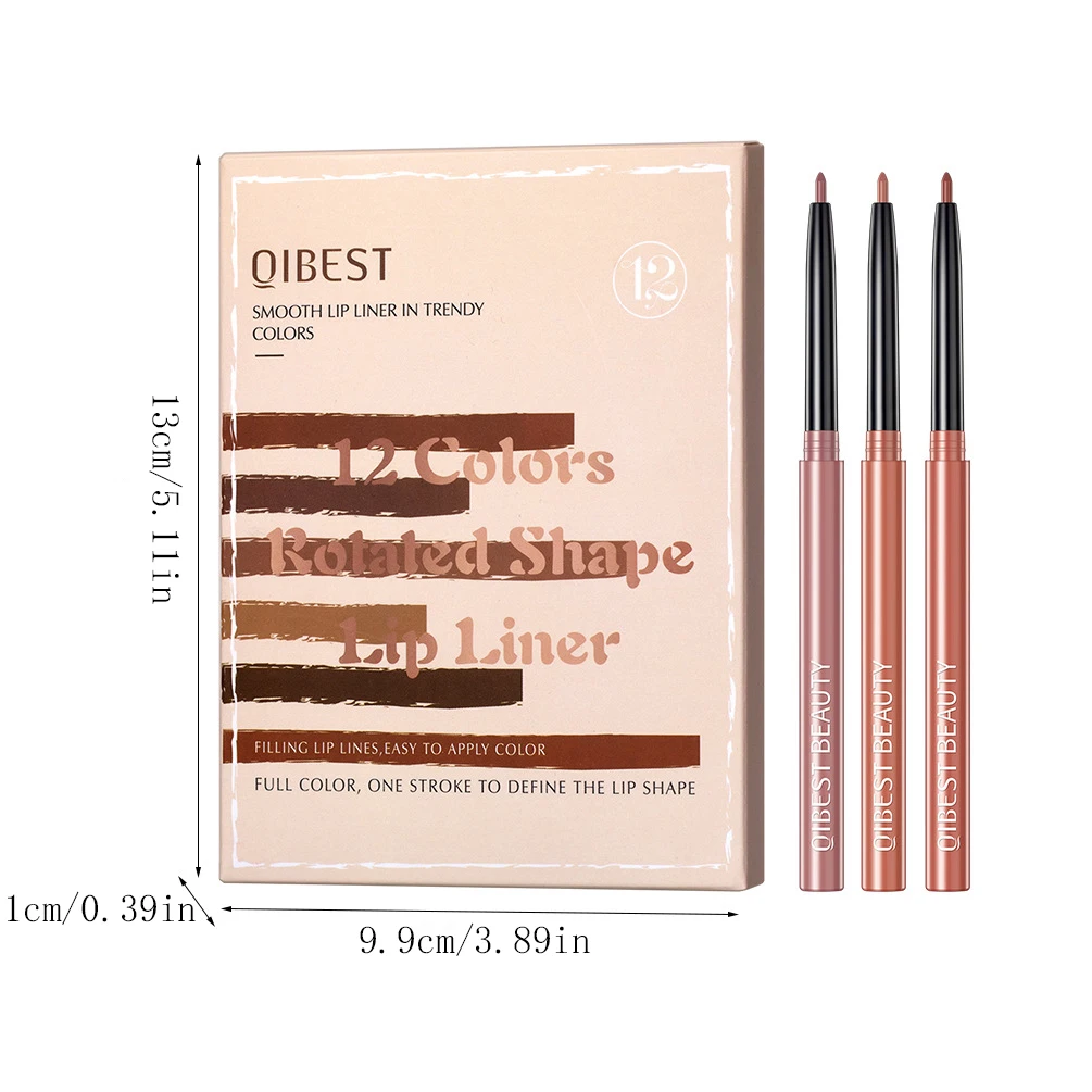 12本入りリップライナーセット - 長持ち、防水、植物性スクワラン配合のヌードカラー - 彼女へのバレンタインデーのギフトに最適、保湿