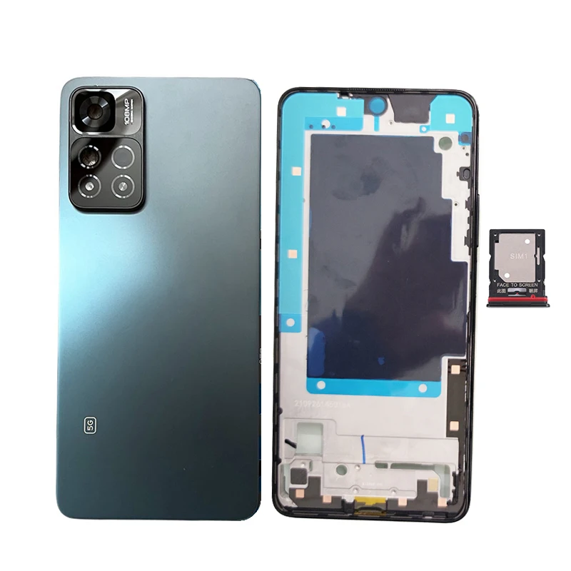 For Xiaomi Redmi 11 Pro Plus 5G Back Chassis Case + LCD Frame Housing With Camera Lens + Sim Card Tray Smartphone Parts