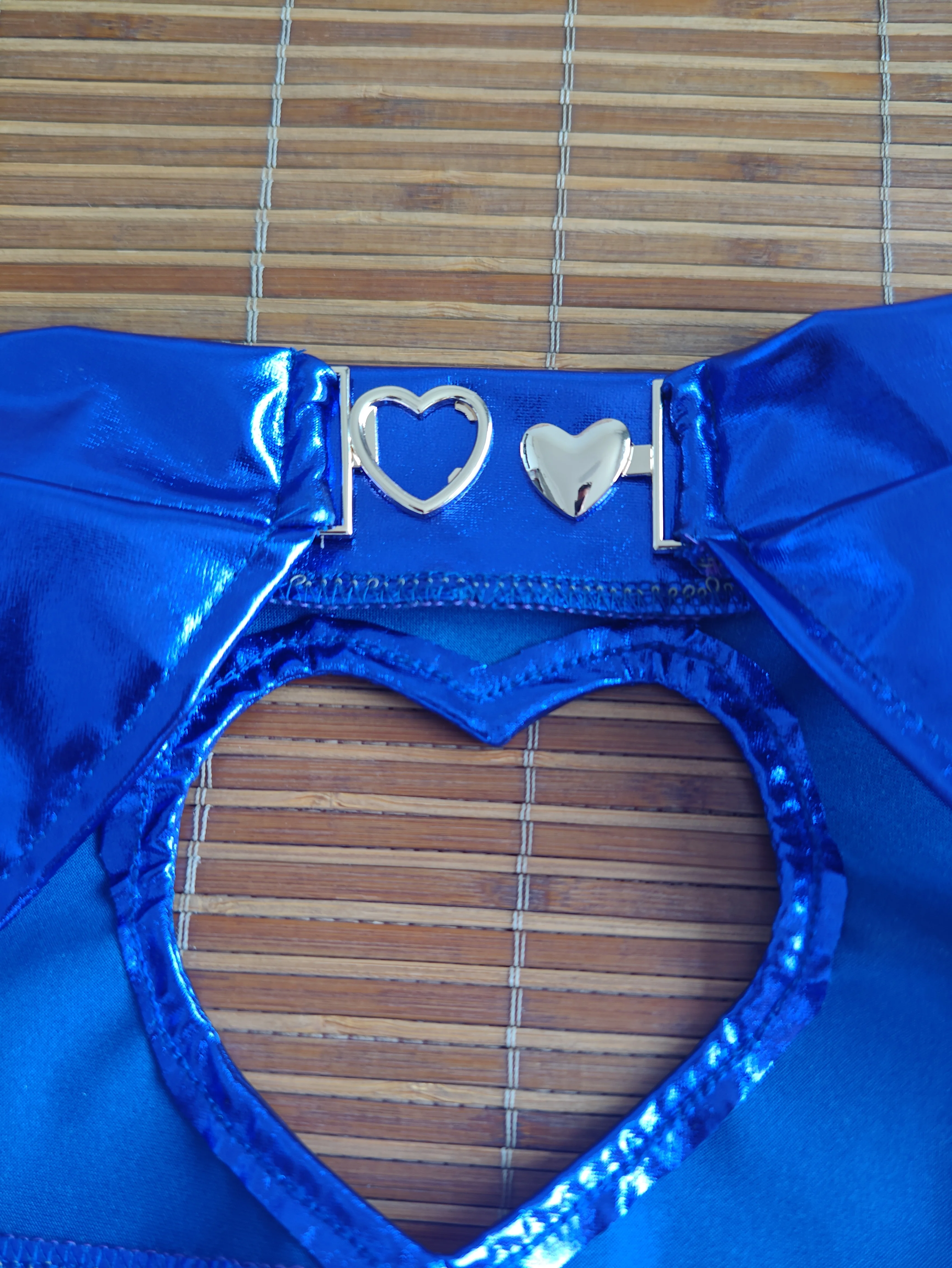 Bodysuit metálico brilhante para mulheres, tanga oca oca, macacão feminino, roupa de dança, roupa de festa, traje de pole dance azul