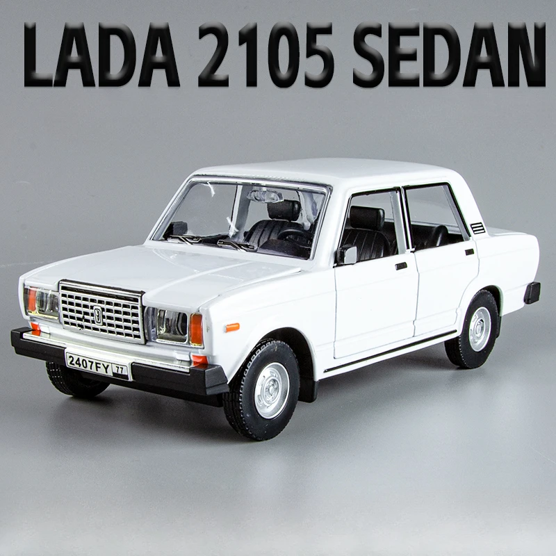 Simulation 1/24 Russia Lada Vintage Car Model Sound Light Collection Miniature Voiture Diecast Toy Vehicle Children Boy Gift