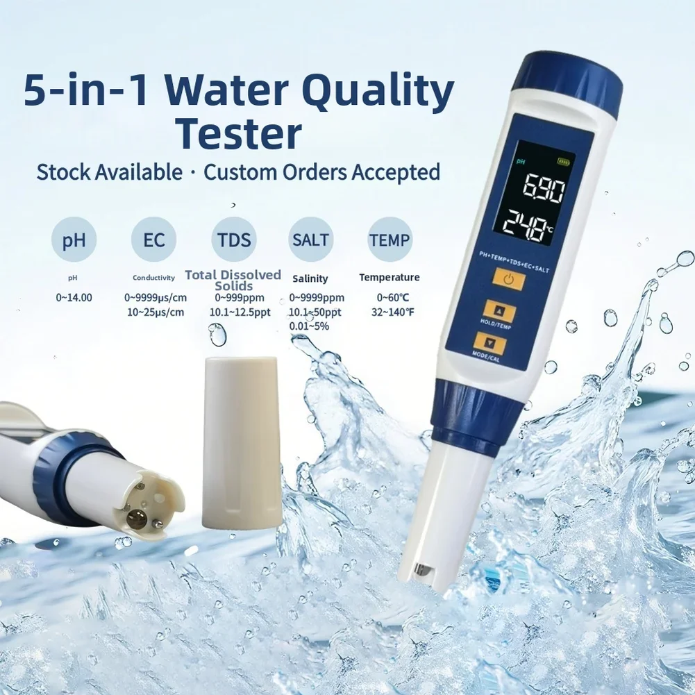 LY701 Multifunctional Water Analyzer PH Conductivity TDS- Temp Meter High Sensitivity Probe Hydroponics Farm Testing Tool Set