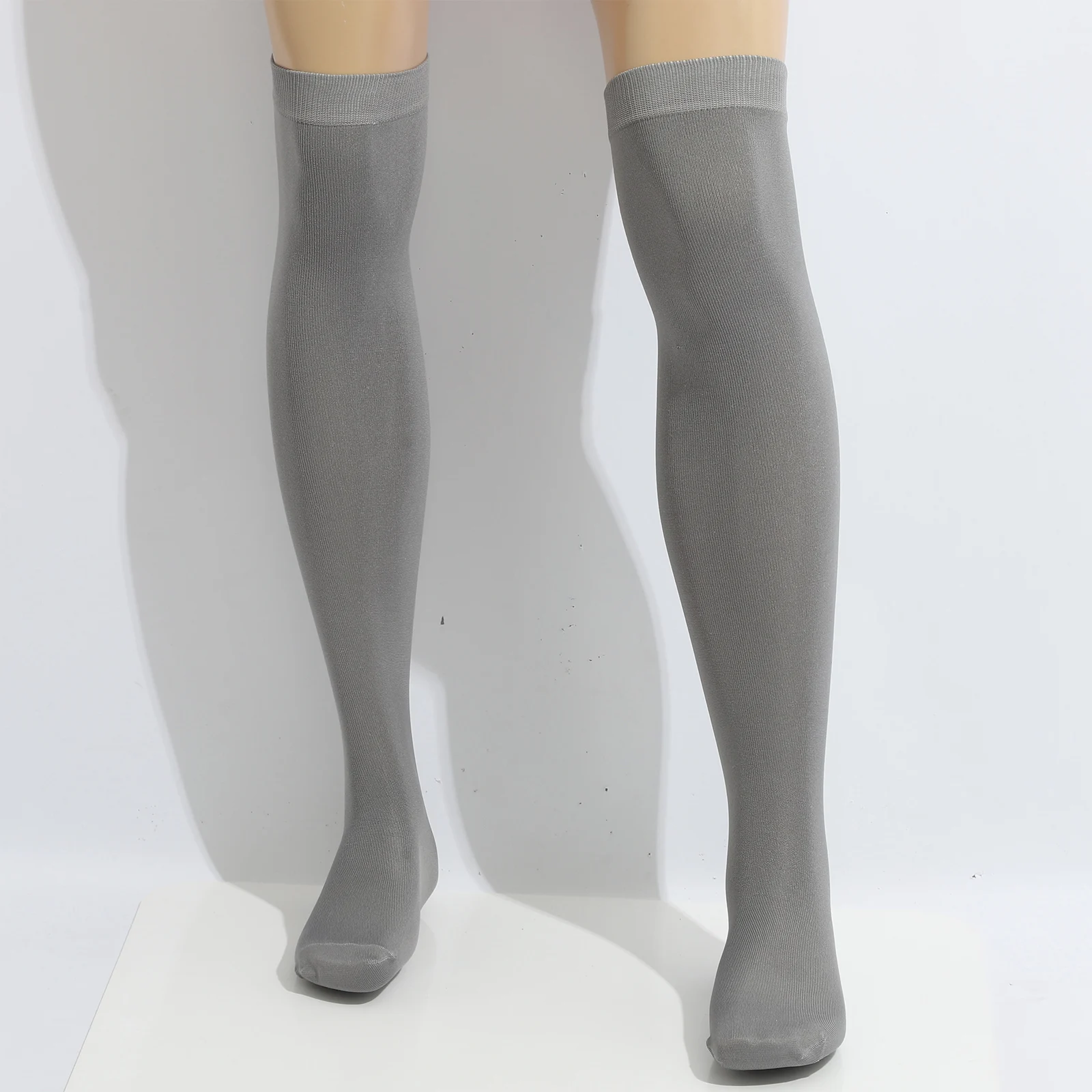 1 쌍 남성 유행 신축성 무릎 높이 양말 모든 일치하는 솔리드 컬러 스타킹 작업 통근 비즈니스를위한 의상 액세서리