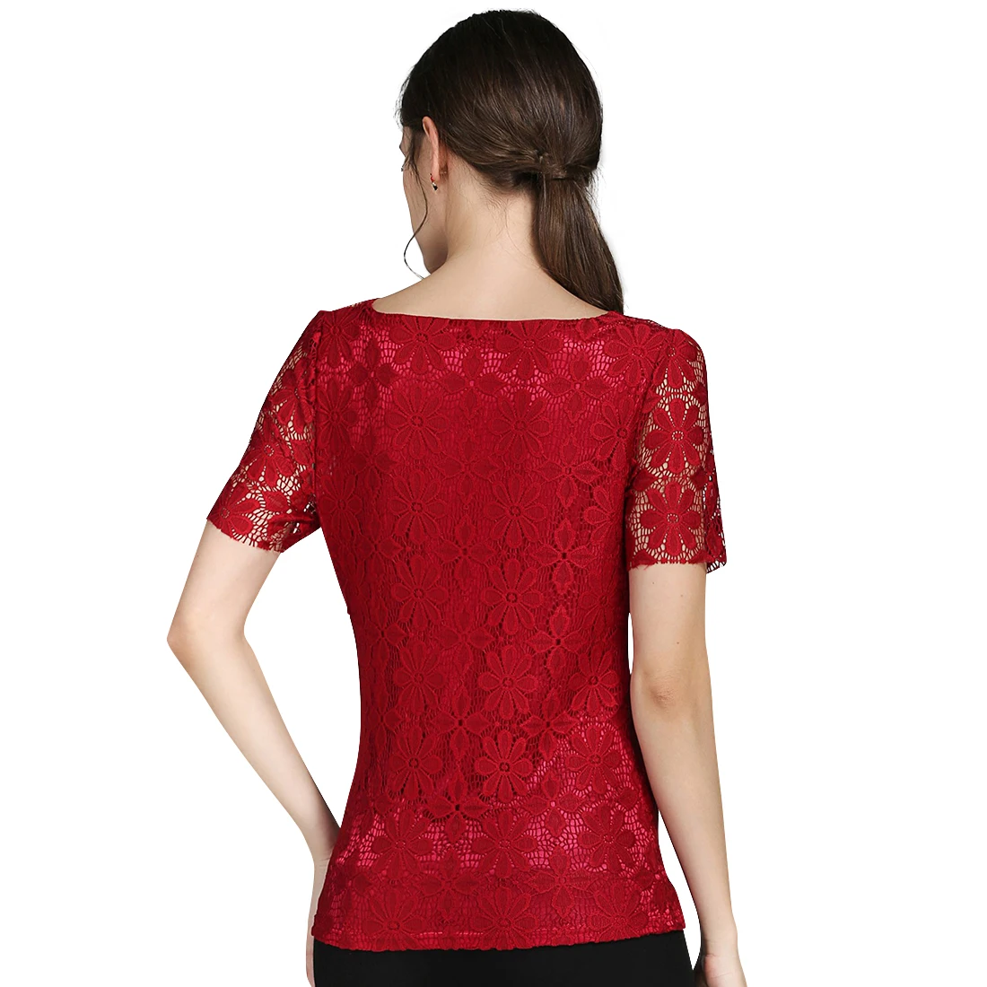 Summer Women Sexy Floral Lace Slim Blouses Shirts Ladies Elegant Casual Short Sleeve Tee Tops Blusas Plus Size blouse S-5XL